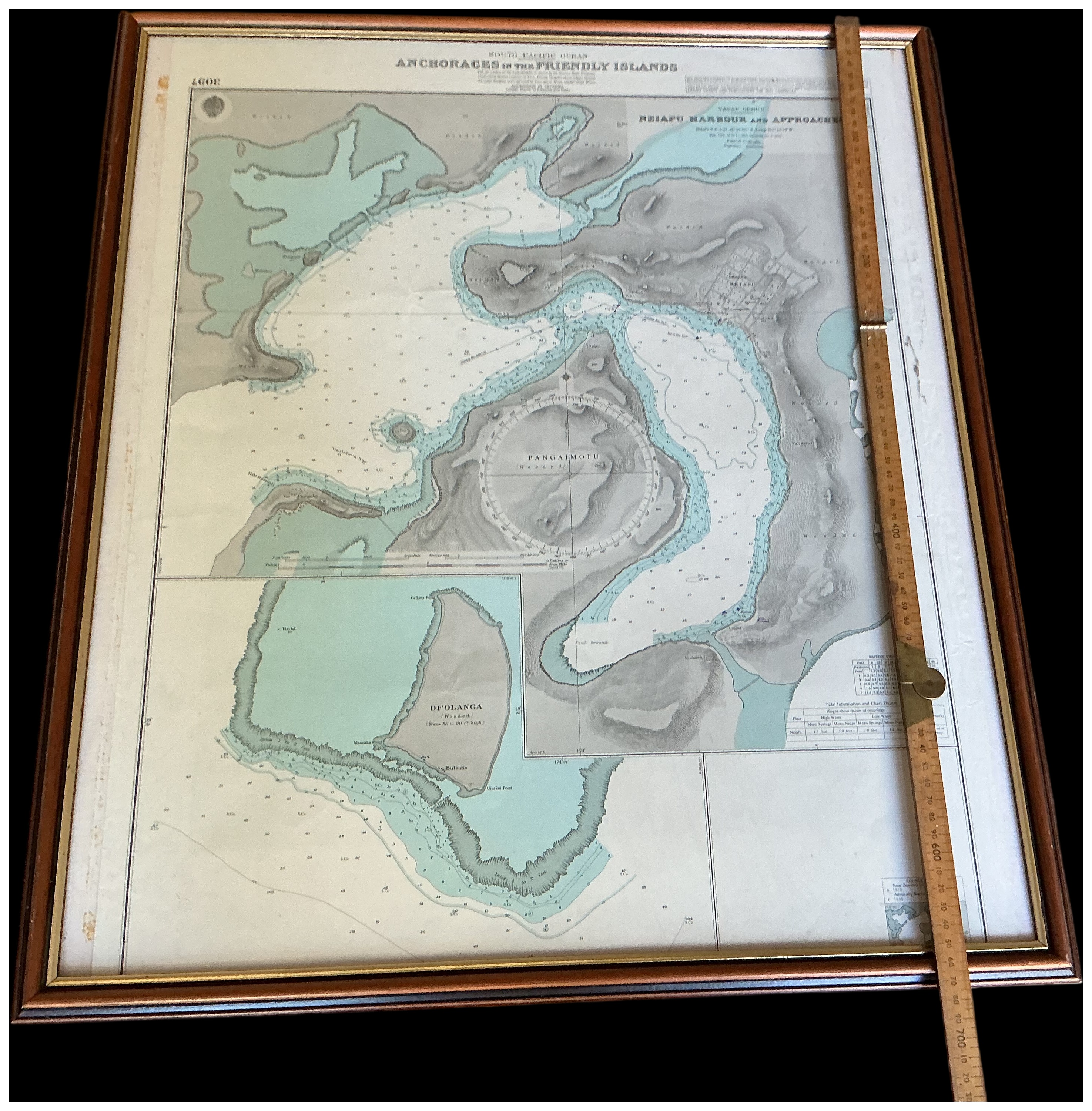 A Framed Admiralty Chart Number 3097 South Pacific Ocean Anchorages in the Friendly Islands. No reserve. Cannot Post