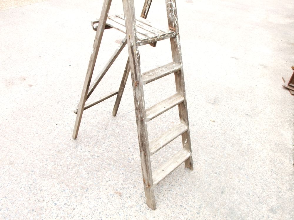 Lot 82: Vintage Painted Softwood Five Level A Frame Step Ladder