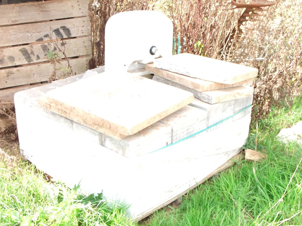 Lot 126: An Assortment of Reclaimed Building and Garden Materials Including Paving Slabs and Ceramic Fixture