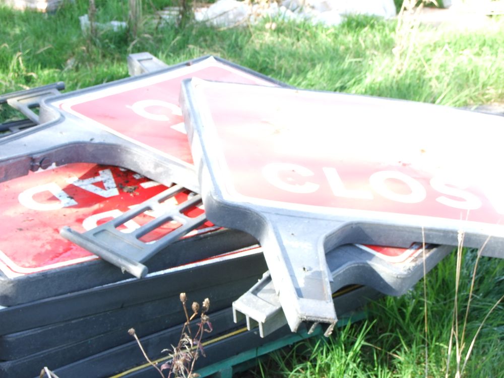Lot 69: A Collection of Palletised Road Works Signage and Plastic Frames