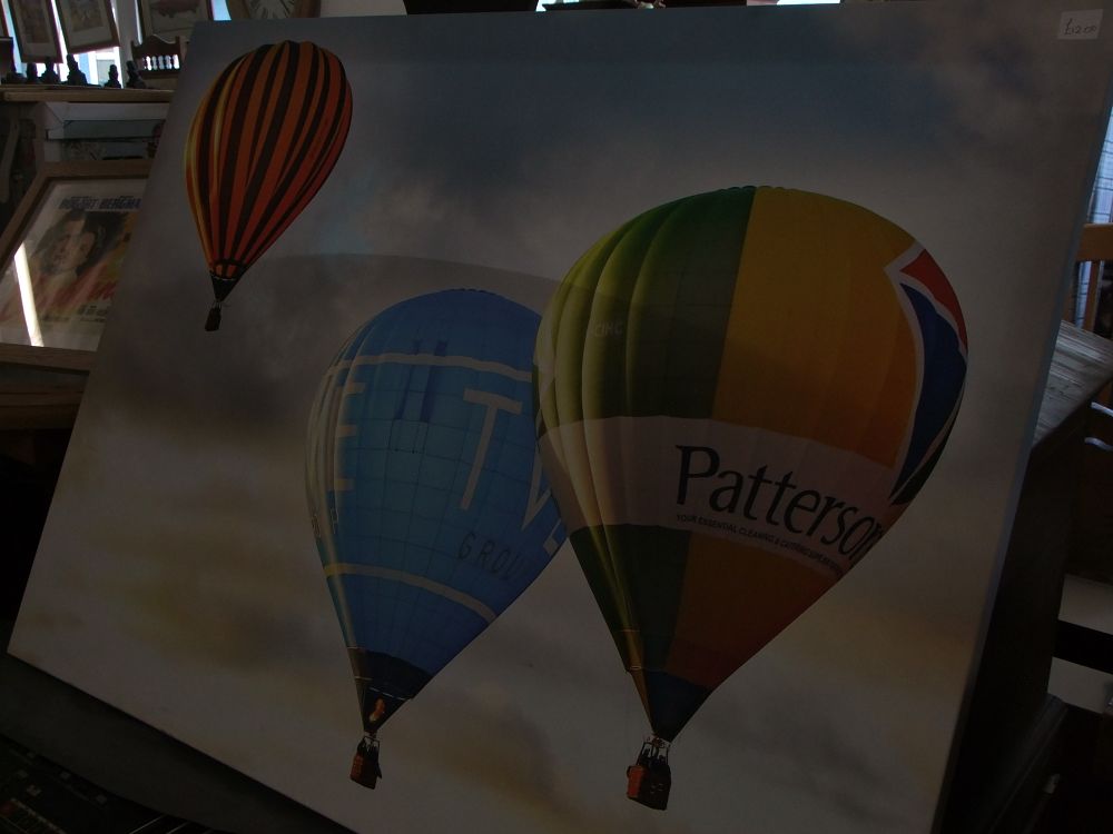 Lot 37: Large Scale Digital Pigment Print on Canvas Depicting Hot Air Balloons