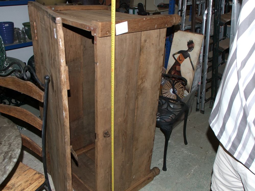 Lot 35: Provincial rustic one door plank construction food cupboard