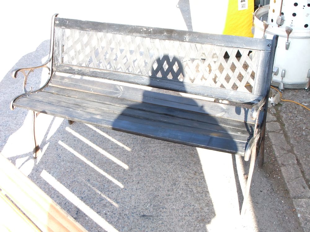 Lot 32: A Cast Iron and Slatted Wood Garden Bench