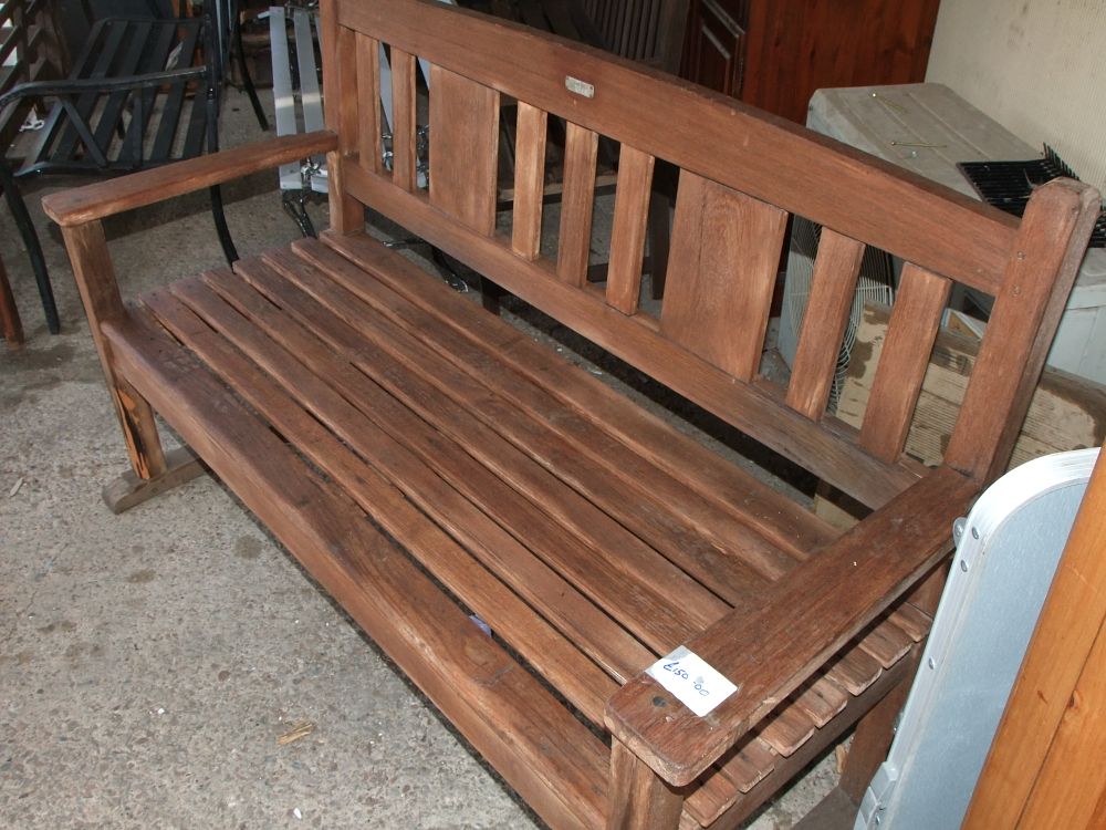 Lot 15: A Slatted Tropical Hardwood Garden Bench