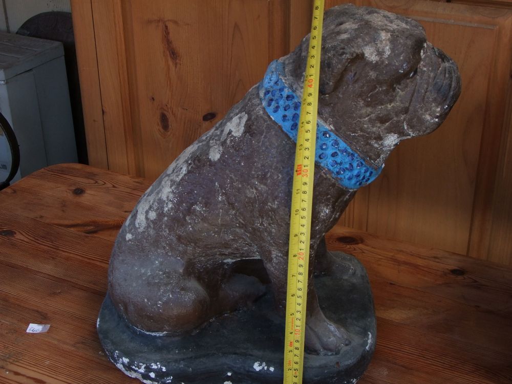 Lot 4: A Large Weathered Cast Stone Garden Sculpture of a Bulldog
