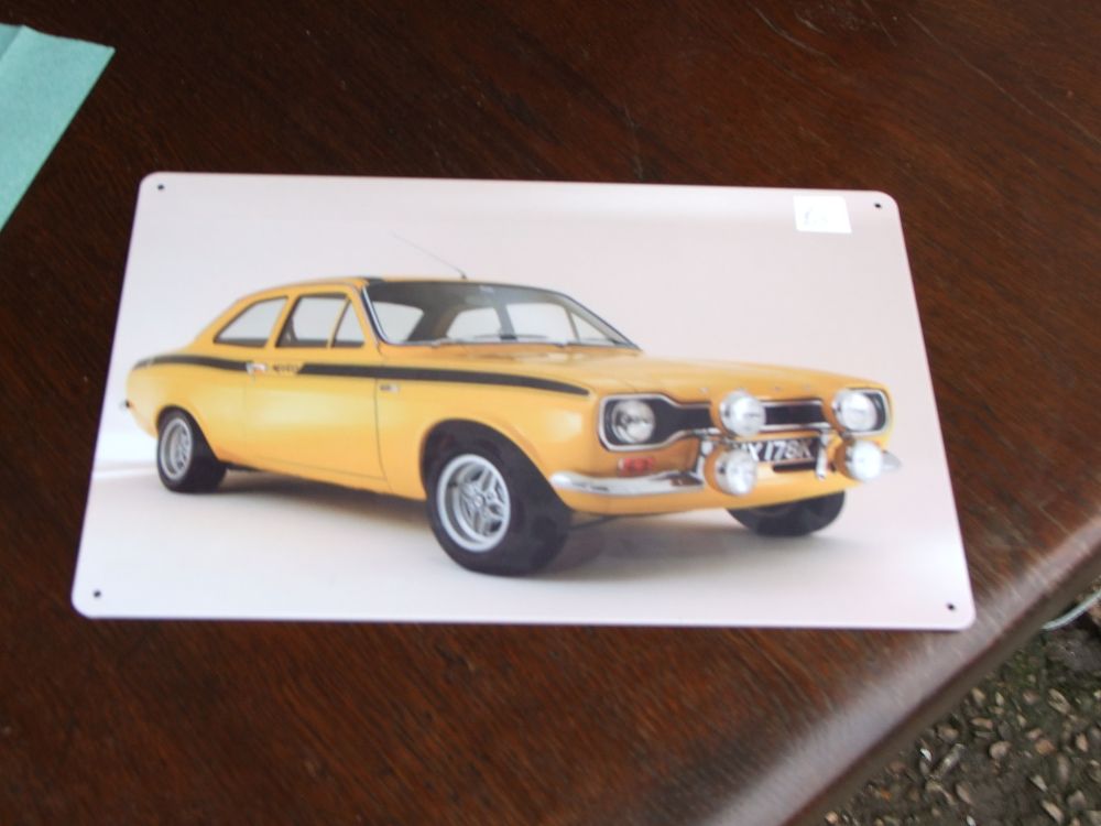Lot 70: Printed Metal Wall Sign Depicting a Ford Escort Mk1 Mexico