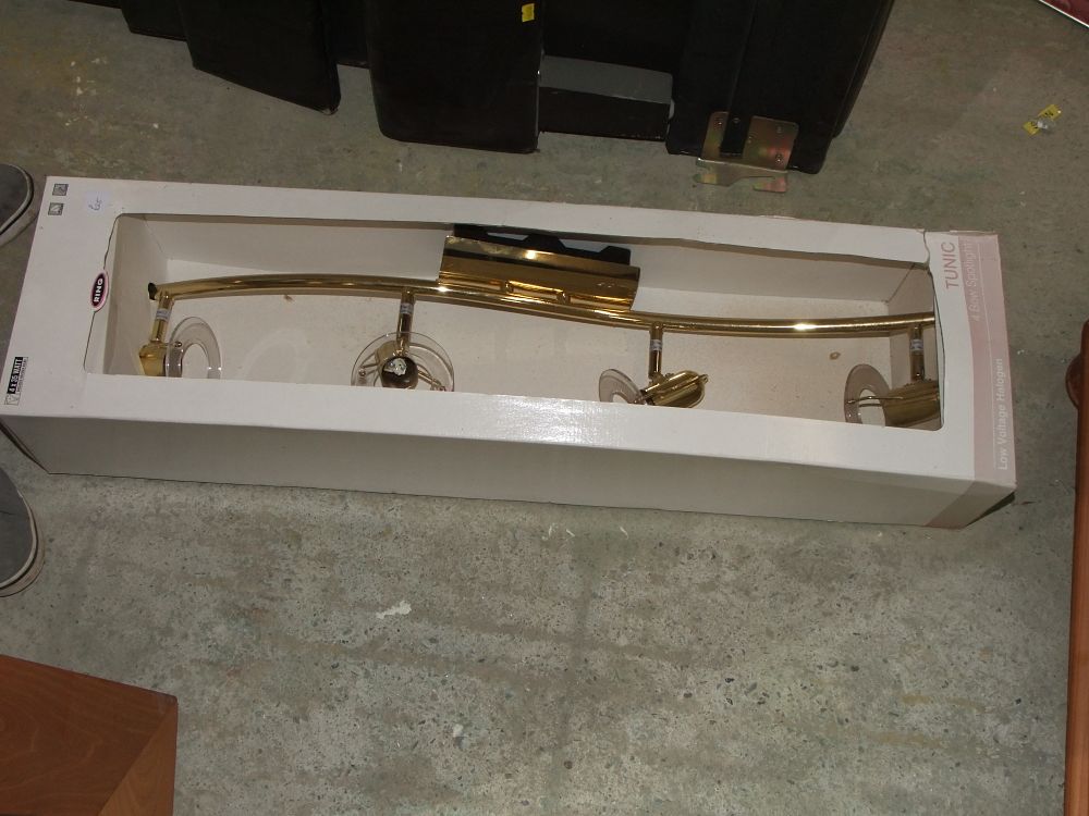 Lot 47: A Ring Tunic Polished Brass-Finish Four-Light Bow Spotlight Bar