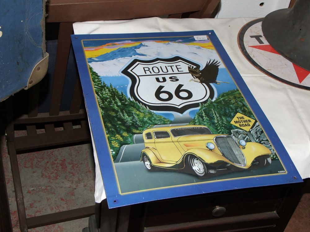 Lot 54: Route 66 The Mother Road Hot Rod Metal Sign