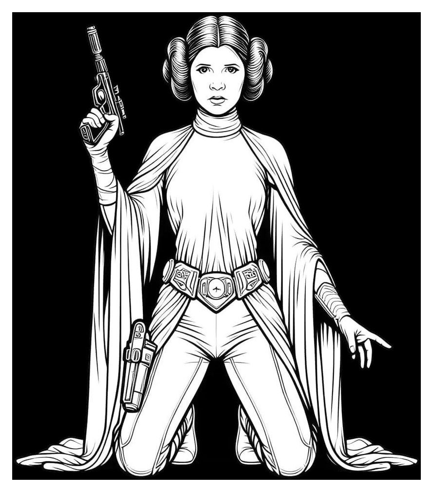 Lot 145: A Black and White Pen and Ink Illustration of Princess Leia Organa
A3 poster. £3 post most uk postcodes. No reserve.