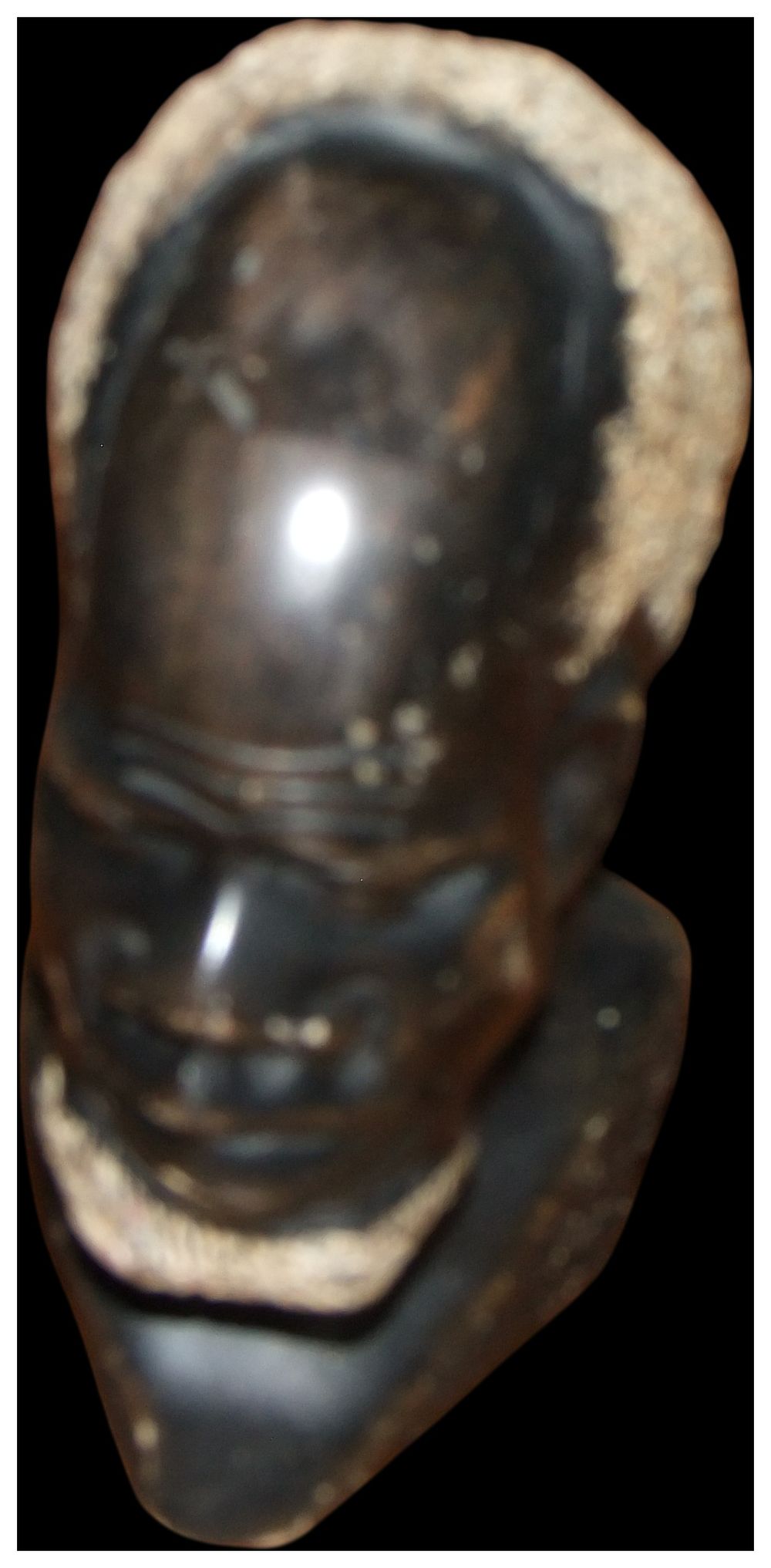Lot 149: A Carved African Hardwood Male Bust with Fibre Adornments