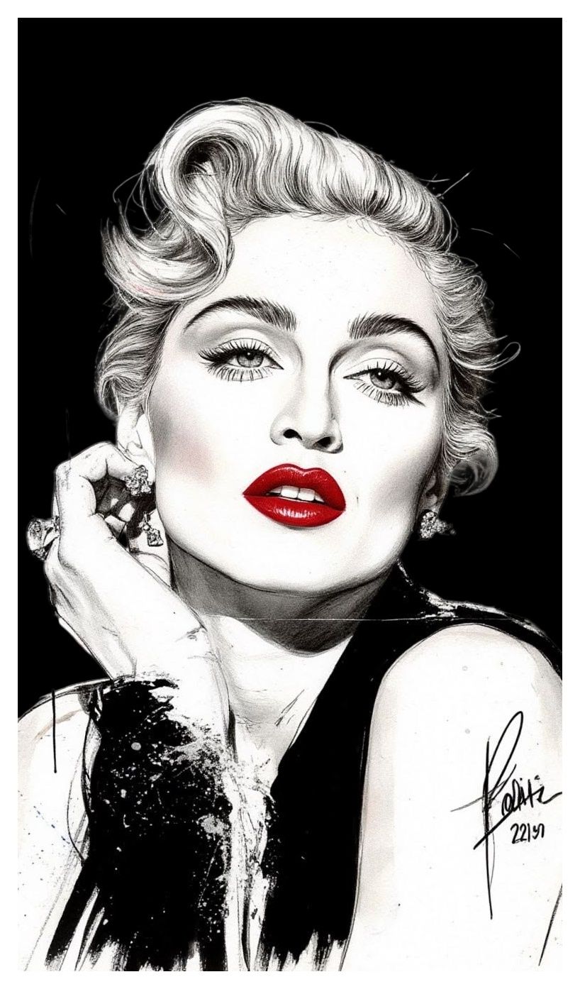 Lot 170: Renato Politi 'Portrait of Madonna' No reserve. A3.£3 postage most uk postcodes.