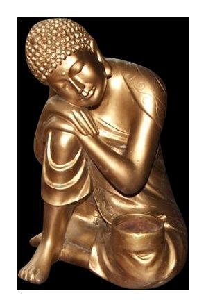 Lot 172: A Gold-Toned Cast Resin Resting Buddha Figurine and Candle Holder. No reserve.