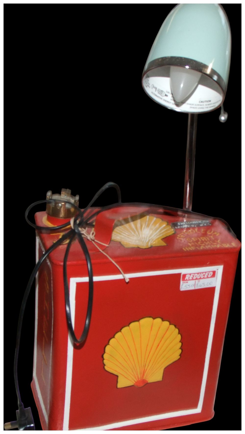 Lot 198: Upcycled Shell Petrol Can Desk Lamp. No reserve.