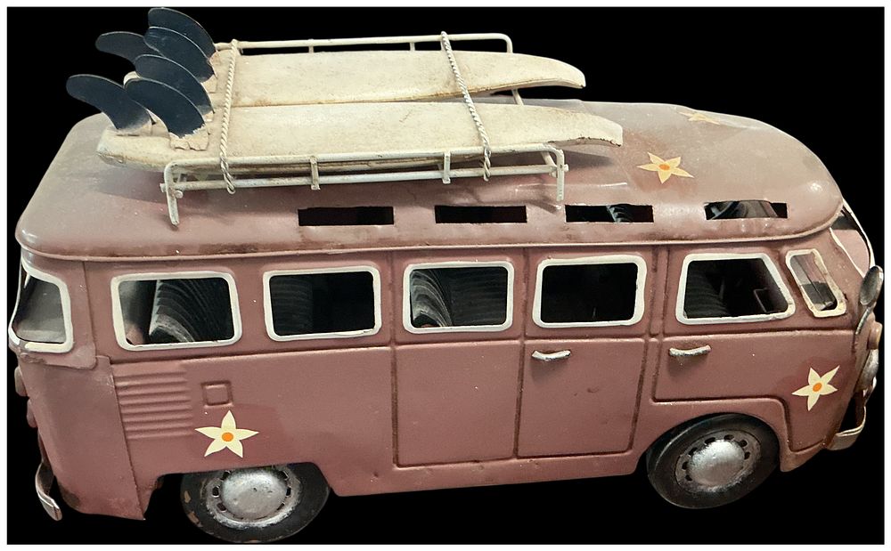 Lot 212: No reserve. Large Decorative Metal Volkswagen Type 2 T1 Microbus Surf Van Model