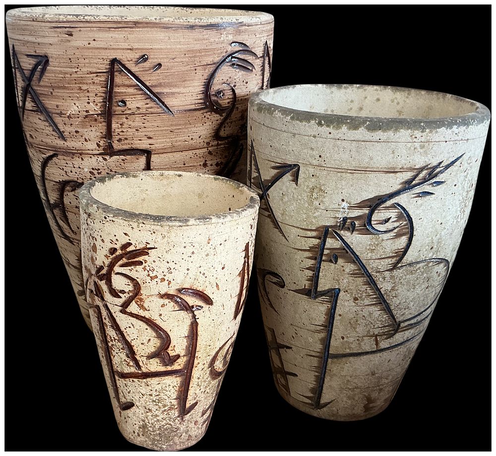 Lot 215: A Trio of Large Studio Pottery Vases in the Style of Clyde Burt