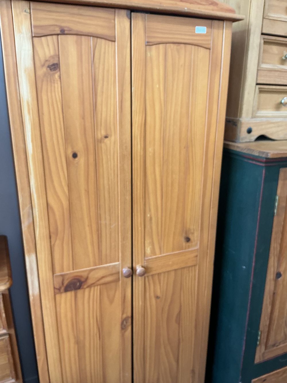 Lot 288: No reserve. A Contemporary Knotty Pine Two-Door Wardrobe