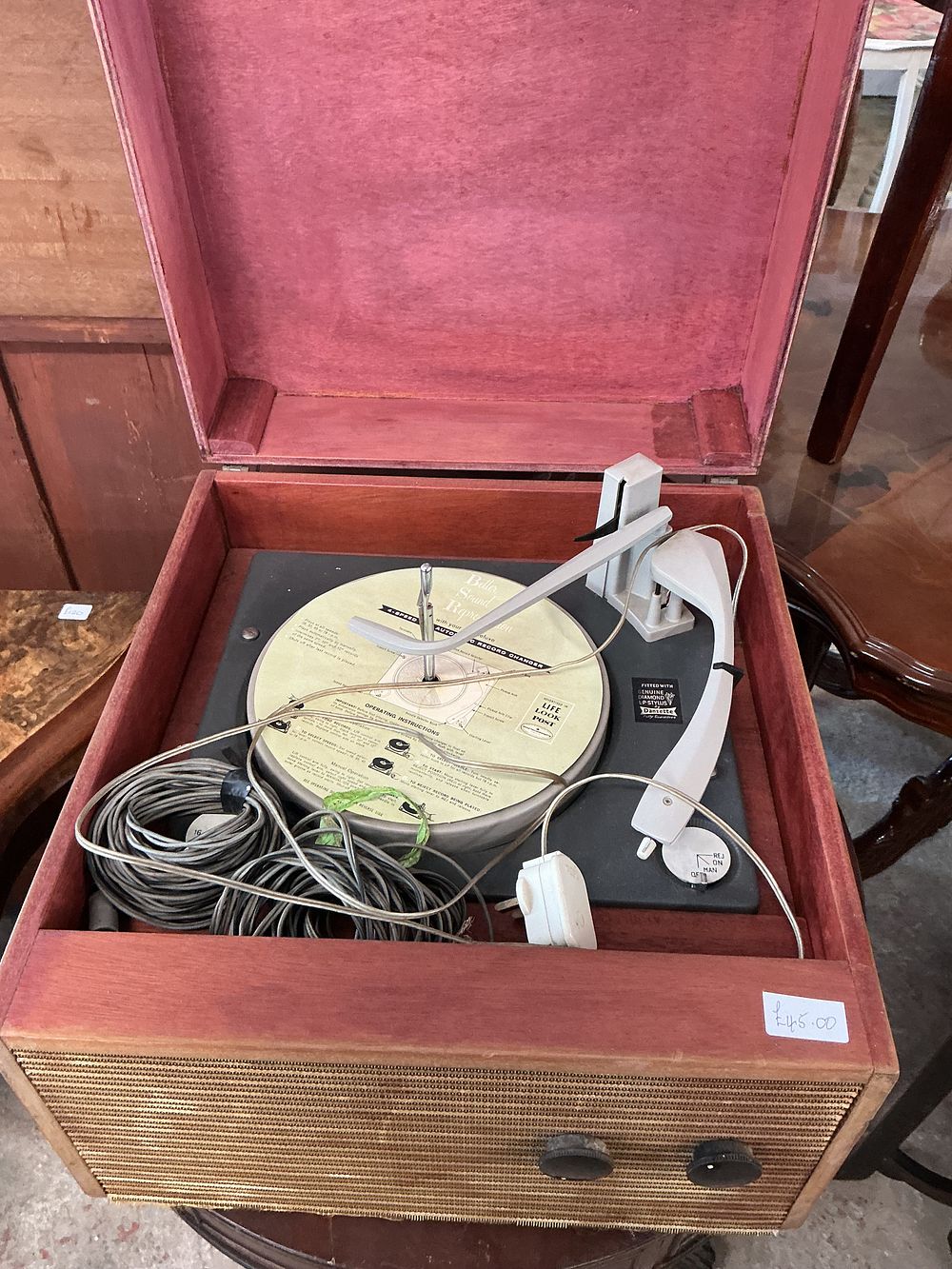 Lot 302: Mid-20th Century Portable Record Player with BSR Monarch Deck. No reserve.