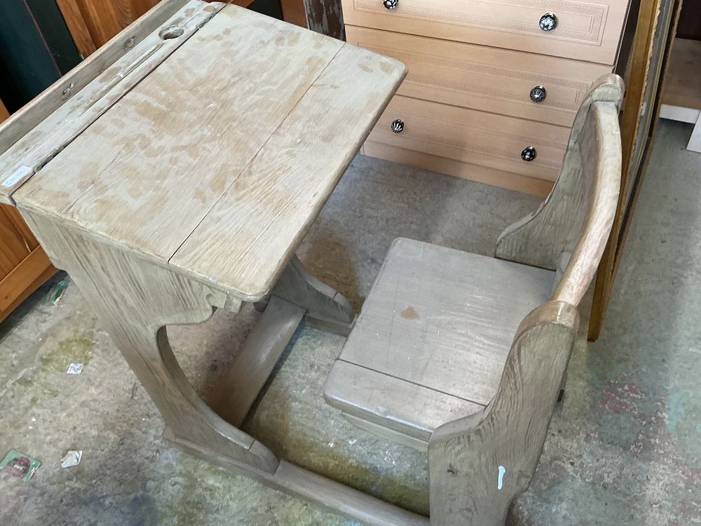 Lot 314: An Early 20th-Century Child's Integrated School Desk and Seat