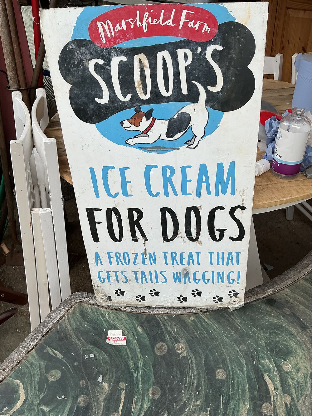 Lot 336: Marshfield Farm Scoop's Ice Cream for Dogs Advertising Sign
