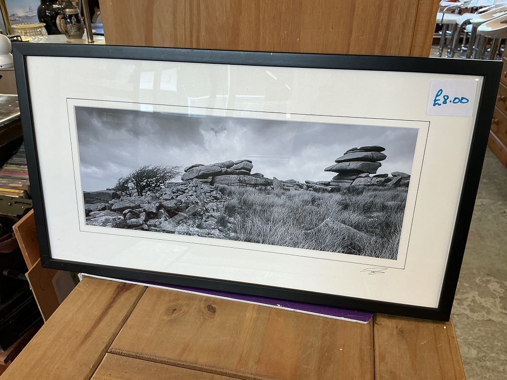 Lot 378: A Monochrome Panoramic Landscape Photograph of The Cheesewring, Bodmin Moor, Attributed to Tony Howell