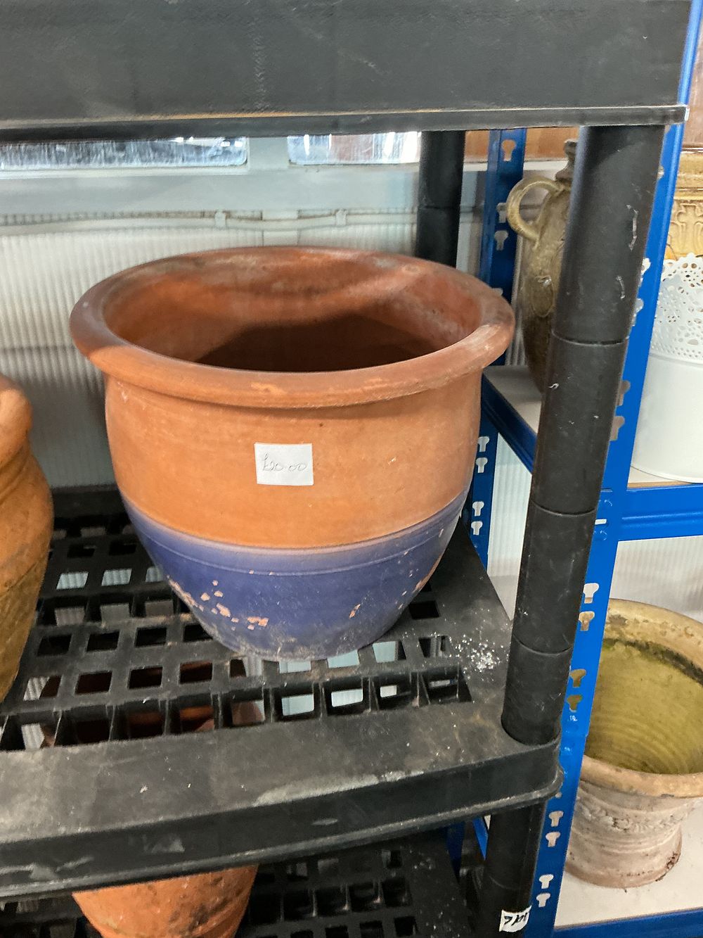Lot 385: A Large Two-Tone Glazed Terracotta Garden Planter