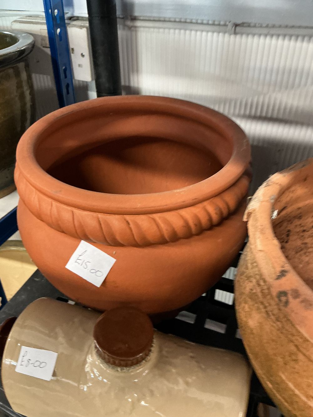 Lot 387: An Assortment of Rustic Garden and Domestic Ware Including Terracotta Planters and a Stoneware Foot Warmer