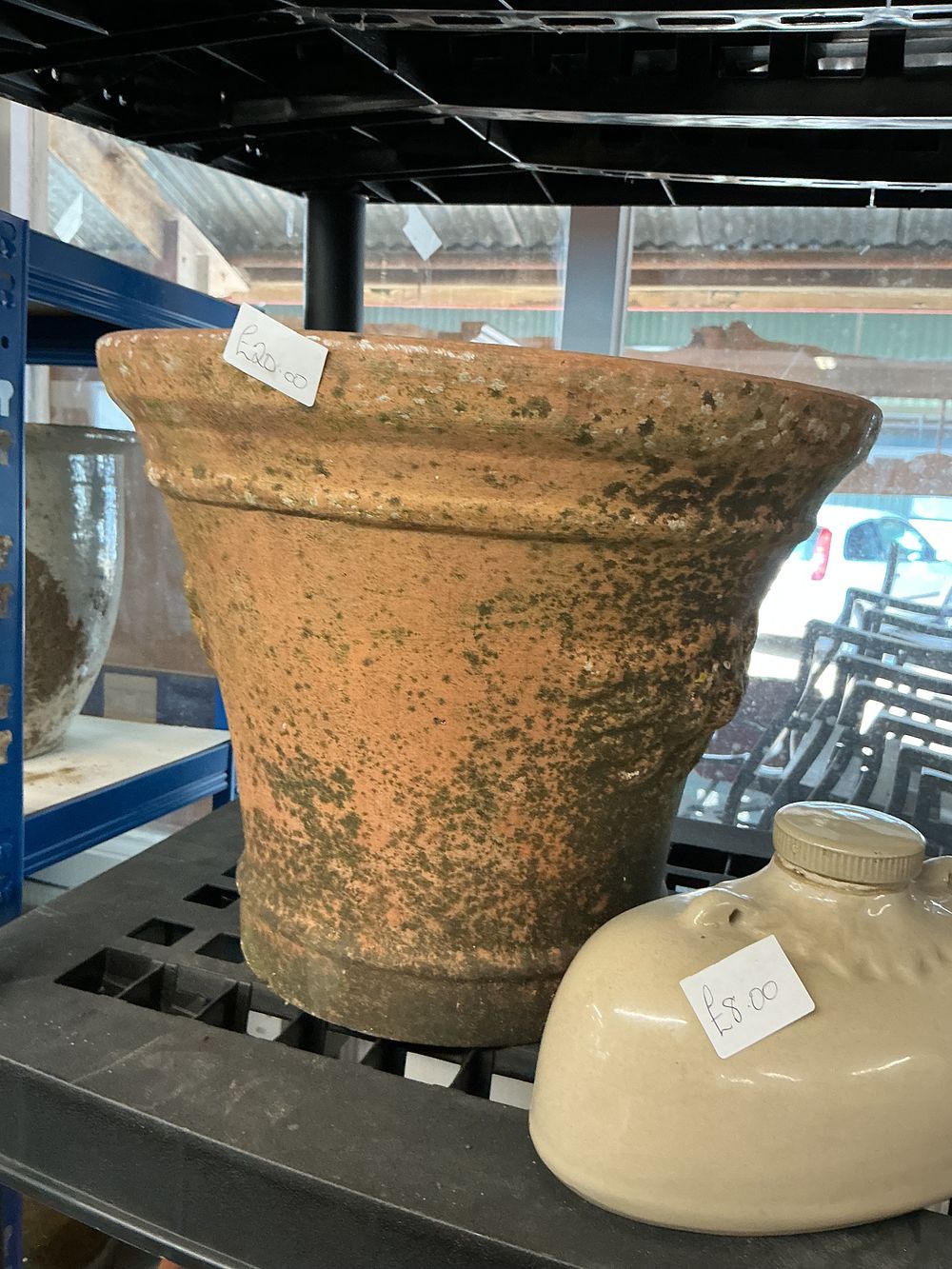 Lot 389: Two Items: A Large Terracotta Garden Planter and a Glazed Stoneware Jar