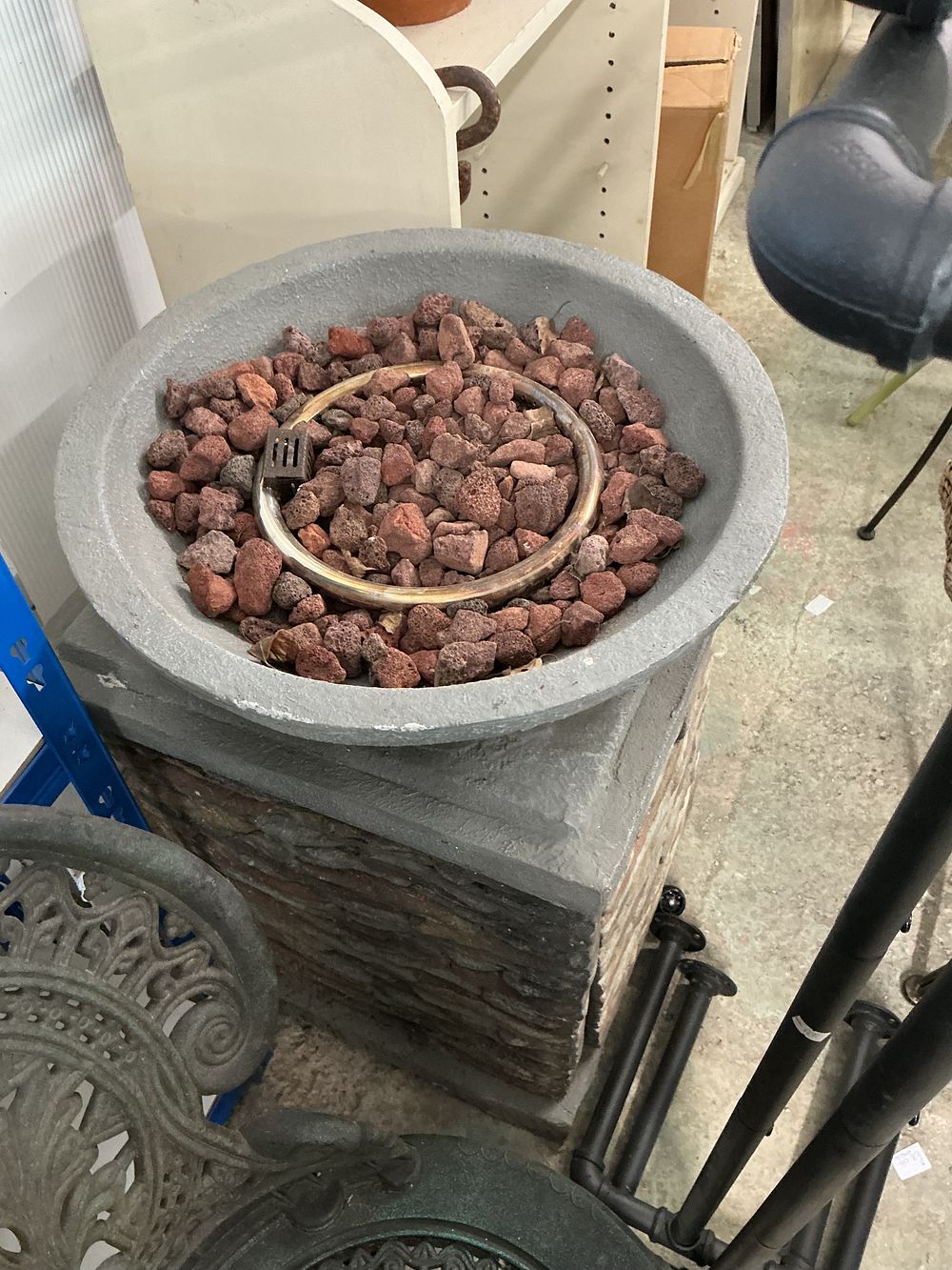 Lot 401: A Contemporary Faux Stone Gas-Powered Outdoor Fire Pit