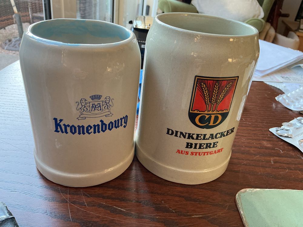 Lot 457: Two Vintage Brewery Steins for Kronenbourg and Dinkelacker Biere
