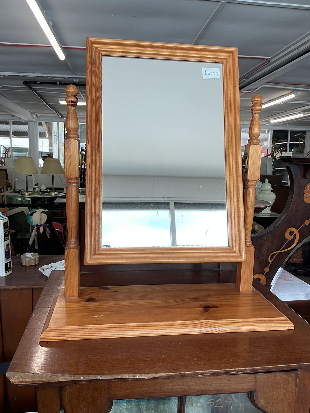 Lot 469: A Contemporary Pine Table-Top Dressing Mirror