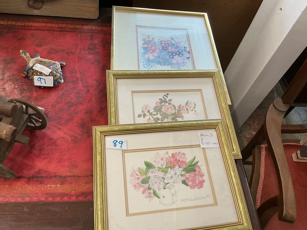 Lot 478: A. P. Silverthorne (Late 20th Century), A Trio of Framed Floral Watercolours