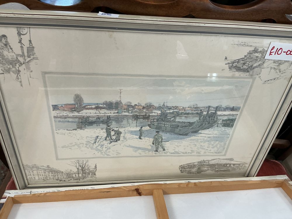 Lot 480: Late 20th-century British School, A Military Illustration of Royal Engineers in a Winter Landscape, Mixed Media on Paper