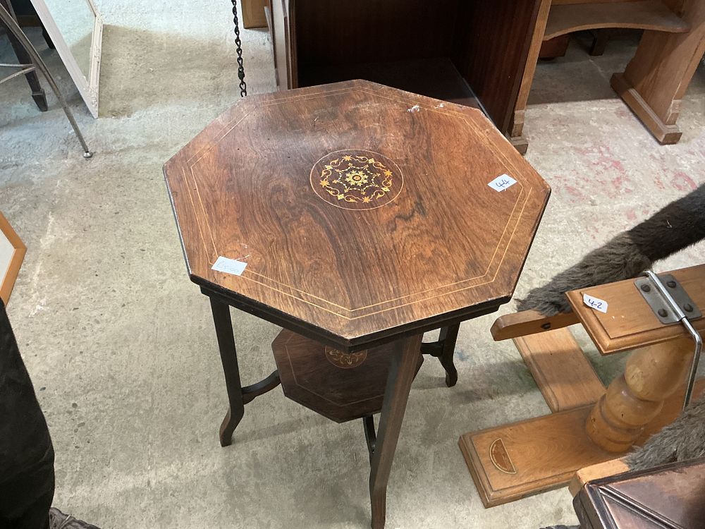 Lot 489: Edwardian Inlaid Rosewood Octagonal Occasional Table