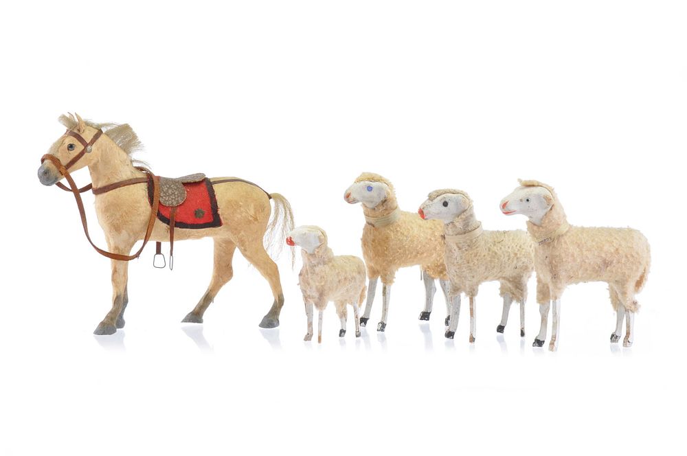 Lot 156: Erzgebirge Sheep and Horse with Saddle, Germany