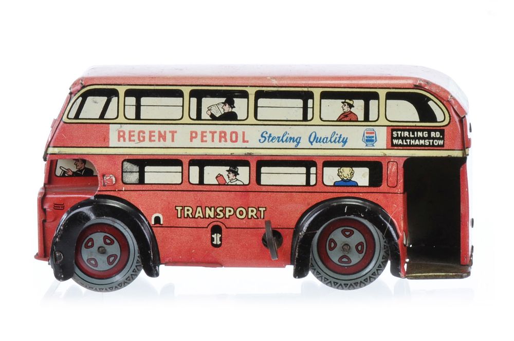 Lot 157: Wells Tin Windup City Bus with Regent Petrol Advertising