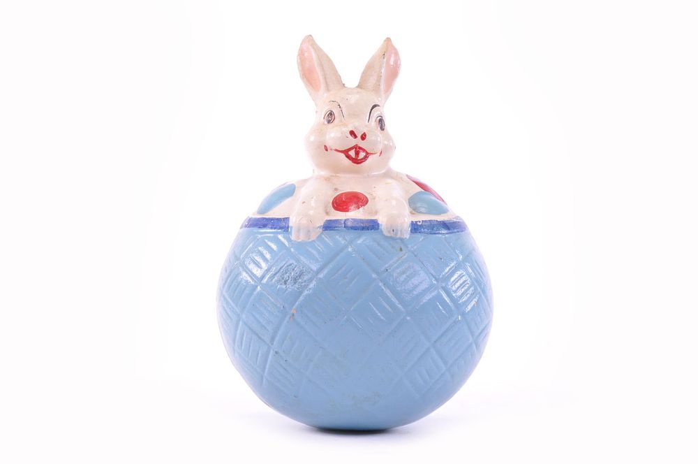 Lot 201: Easter Rabbit Rolly Dolly Paper Mache Toy