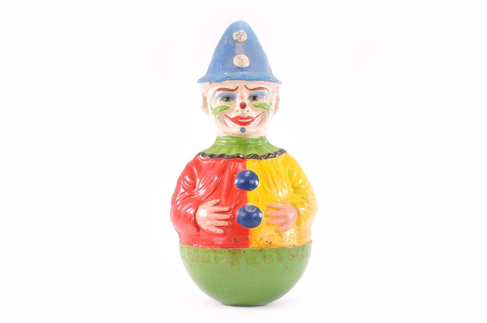 Lot 203: Large Schoenhut Rolly Dolly with Blue Hat