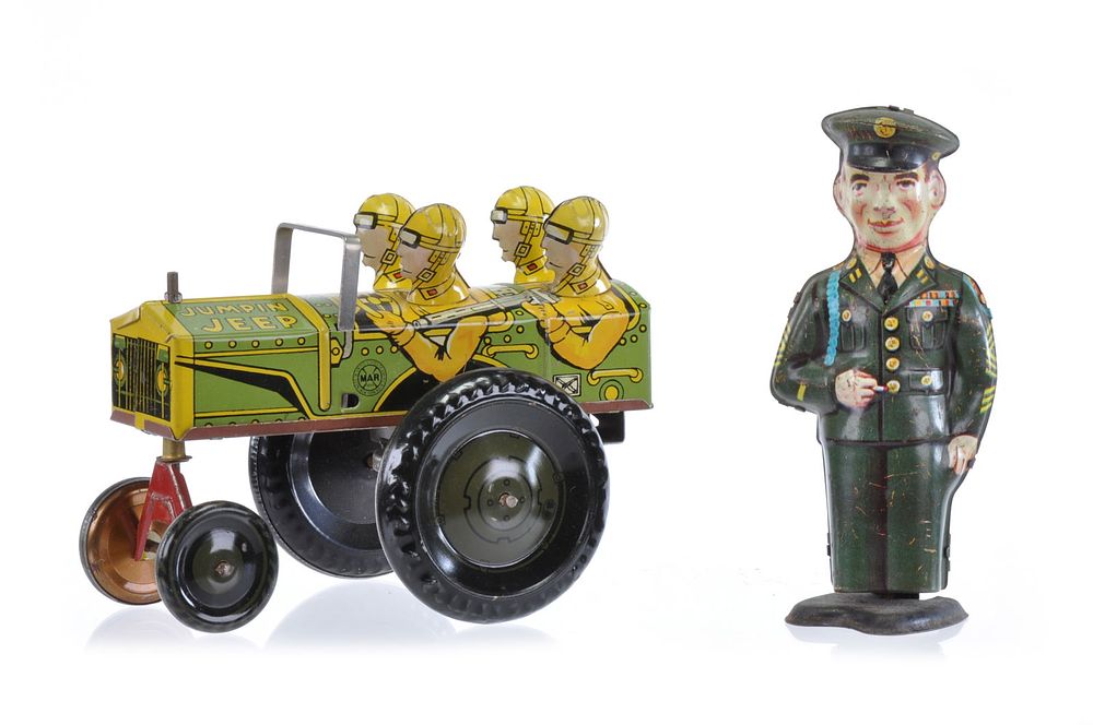 Lot 205: Marx Jumpin' Jeep & J. Chein Army Sergeant Tin Windup Toys Lot of 2