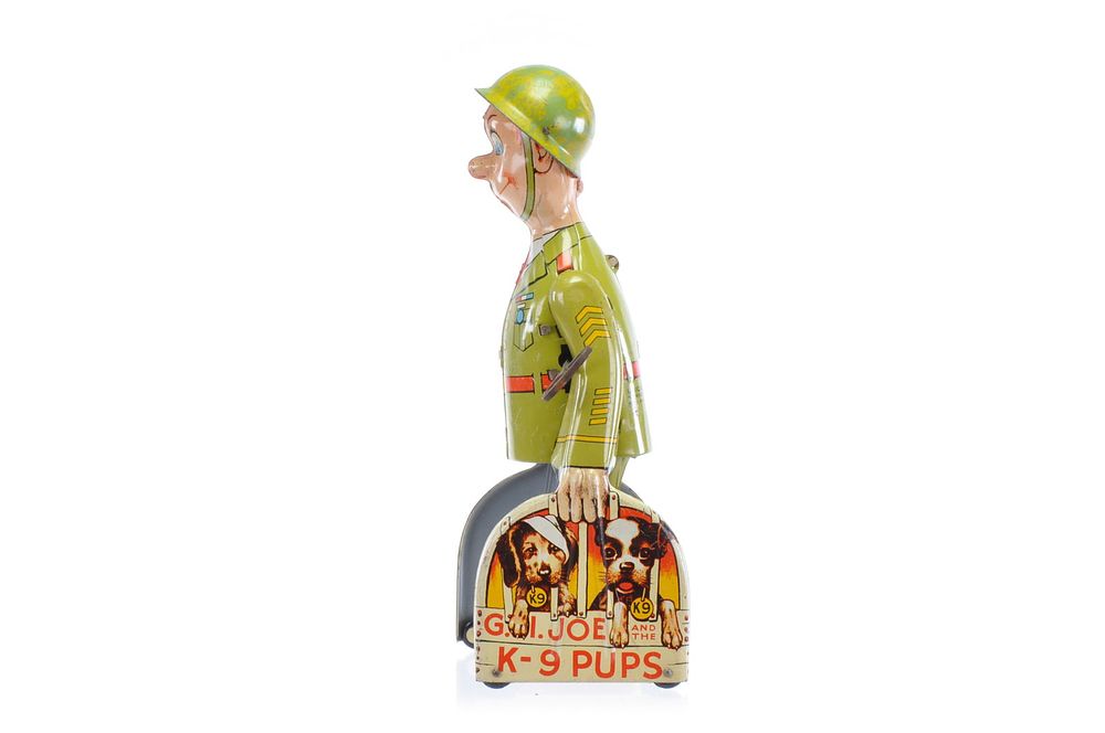 Lot 206: Unique Art G.I. Joe and K-9 Pups Tin Windup