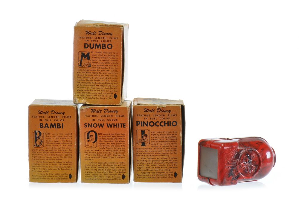 Lot 208: Disney Craftsmen's Guild Films in Color w/Kids Viewer, Snow White, Bambi, Dumbo, Etc. Boxed