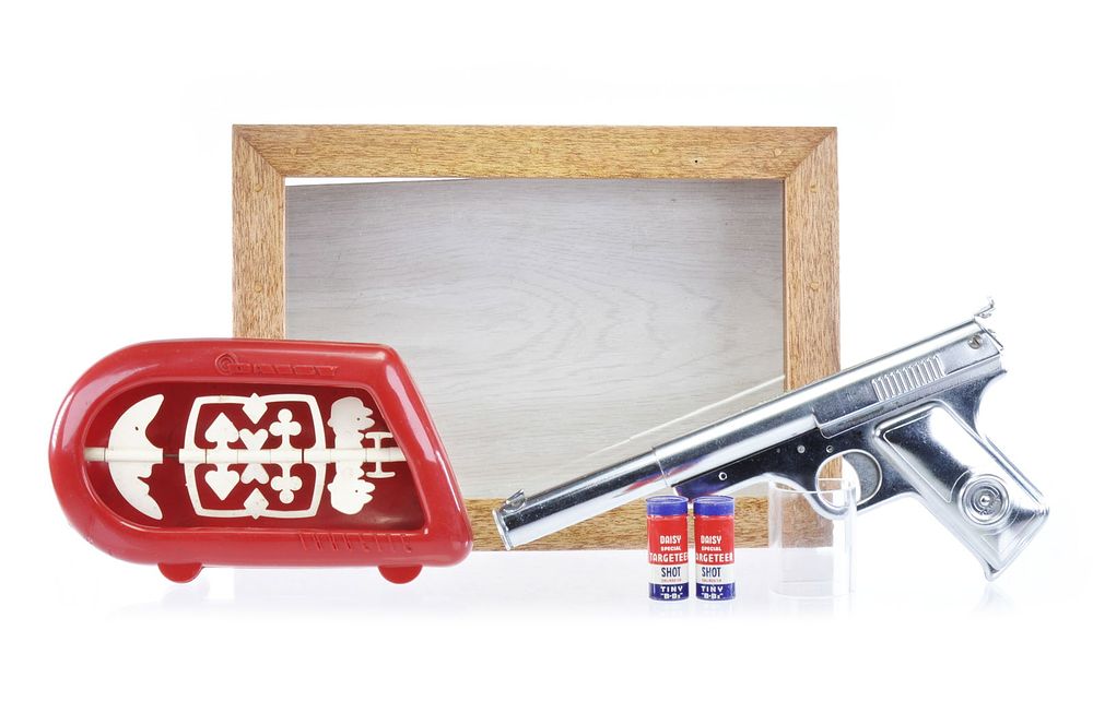 Lot 224: Daisy Chrome Plated Toy Gun and Targets in Steel and Plastic