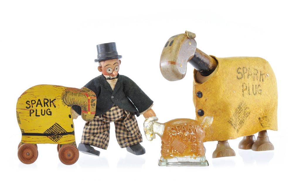 Lot 228: Barney and Spark Plug Schoenhut and Candy Toys, Lot of 4