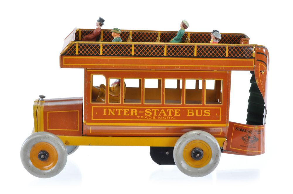 Lot 247: Brown Variation of Inter-State Bus 109 by Strauss Tin Toys