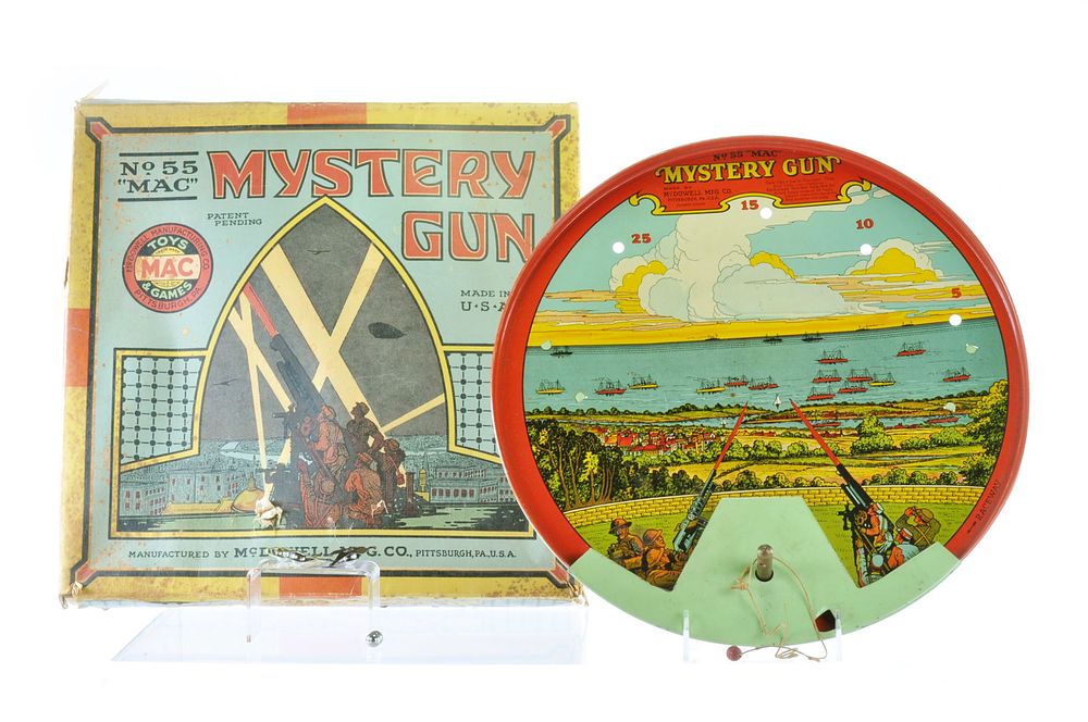 Lot 269: McDowell Mfg. "MAC"  Number 55 Mystery Gun Game in Tin