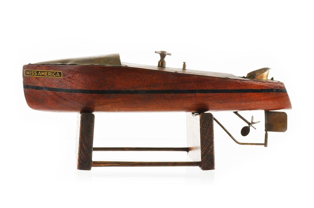 Lot 302: Liberty Playthings Miss America Mahogany Race Boat Windup
