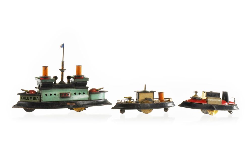 Lot 311: Hess Battleship and Cruiser Set Columbia Tin Windup
