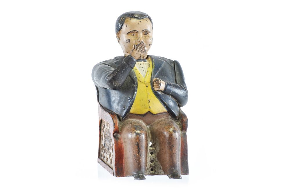Lot 316: J. & E. Stevens Co. Cast Iron No. 230 Tammany Bank “Little Fat Man" Mechanical Bank