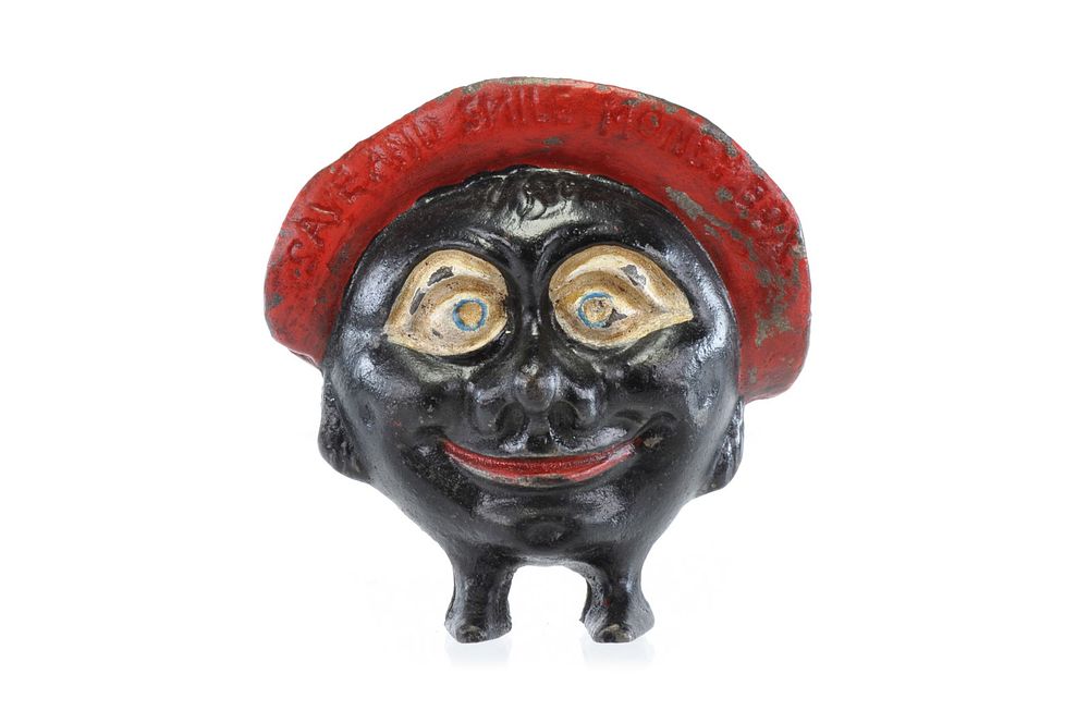 Lot 318: Sydenham & McOustra/Chamberlain & Hill Cast Iron Save and Smile Money Box Still Bank