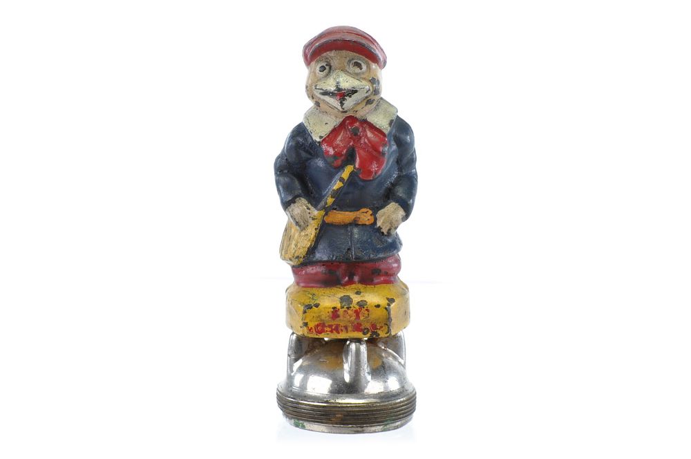 Lot 322: Peter's Weatherbird Shoes Arcade Cast Iron Still Bank and Hood Ornament