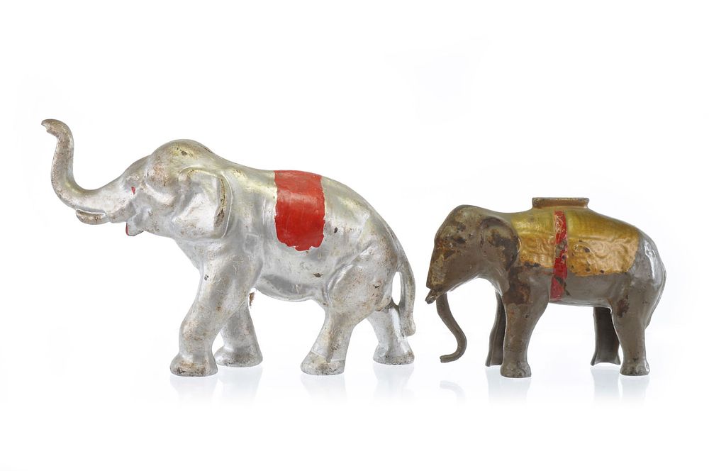 Lot 331: Cast Iron Elephant Lot of 2 Elephant Mechanical Bank & Elephant Doorstop